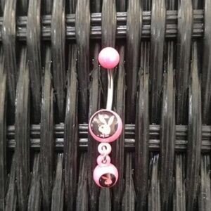 playboy pink dangly belly button navel ring